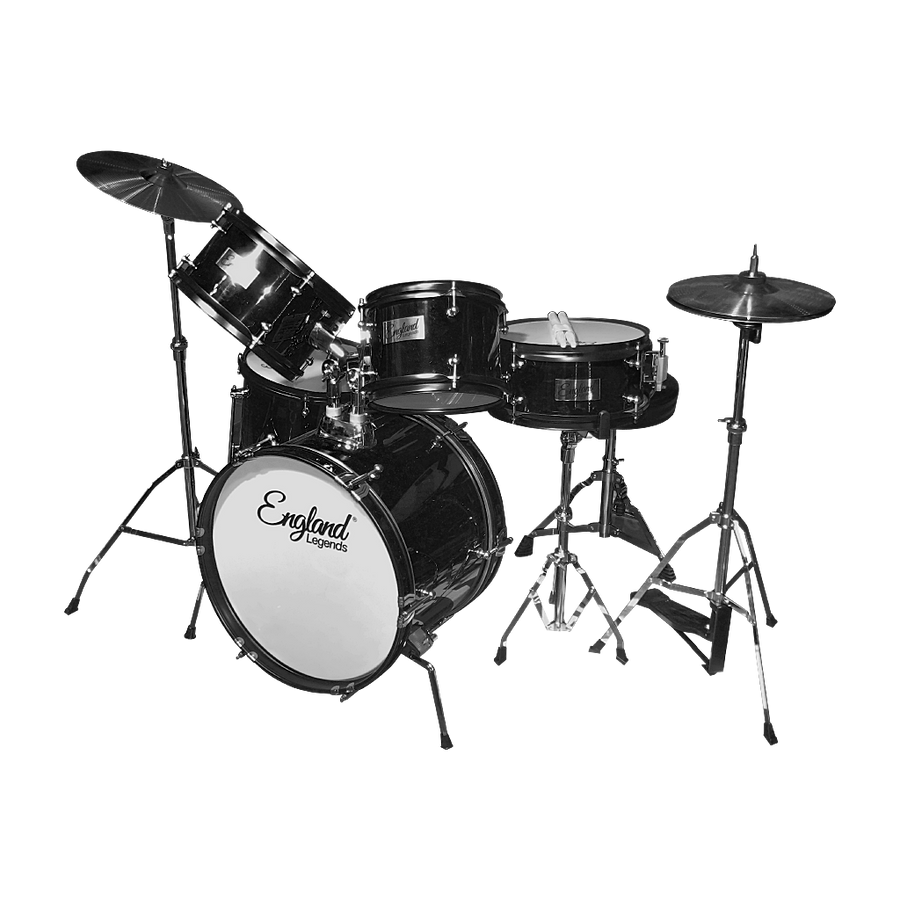 BATERIA ACUSTICA PARA JUNIOR, SET DE 5 PIEZAS COLOR NEGRO, INCLUYE PEDESTALES NIQUELADOS PARA HI-HAT Y CYMBAL, PLATILLOS HI-HAT 10 PULG., CRASH 12 PULG., SILLA Y PALILLOS