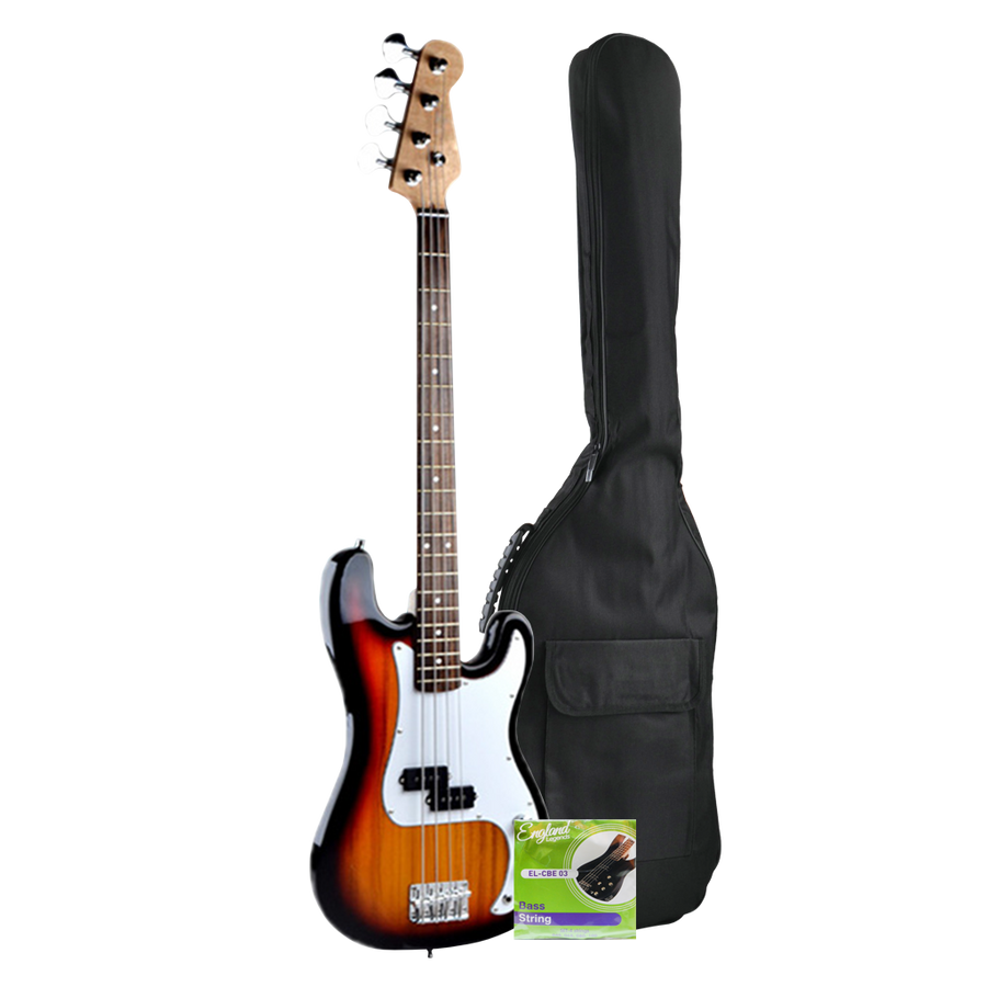 BAJO ELECTRICO 4 CUERDAS, TIPO PRECISION BASS COLOR AMARILLO, INCLUYE BOLSO, CUERDAS DE REPUESTO