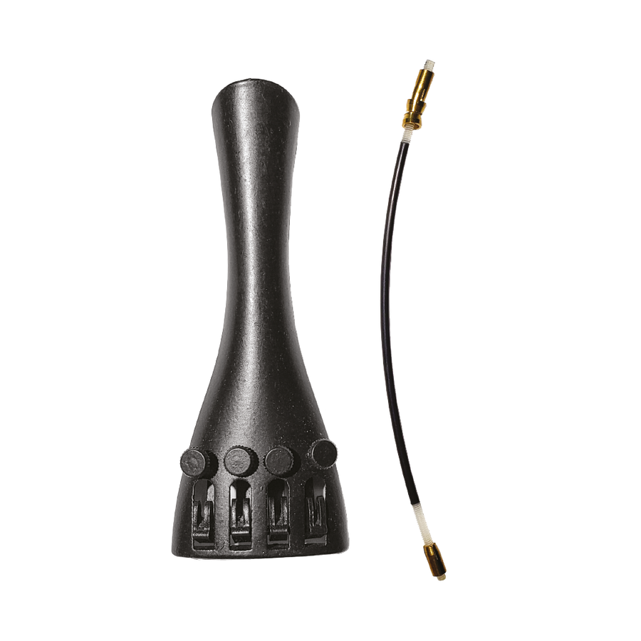 CORDAL CON SUJETADOR PARA VIOLIN 4/4, COLOR NEGRO, INCLUYE MICRO AFINADORES