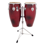 SET DE CONGAS 11 - 11.75" DE MADERA MAPLE, SERIE ELITE PRO, COLOR CONCHO DE VINO, INCLUYE SOPORTE CROMADO