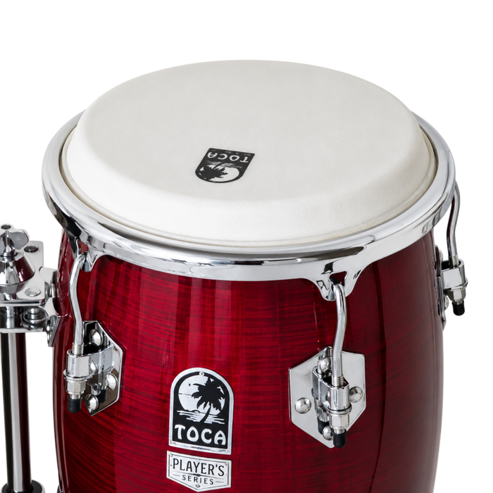 SET DE CONGAS 11 - 11.75" DE MADERA MAPLE, SERIE ELITE PRO, COLOR CONCHO DE VINO, INCLUYE SOPORTE CROMADO