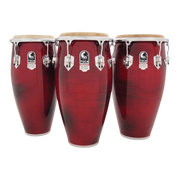 SET DE CONGAS 11 - 11.75" DE MADERA MAPLE, SERIE ELITE PRO, COLOR CONCHO DE VINO, INCLUYE SOPORTE CROMADO