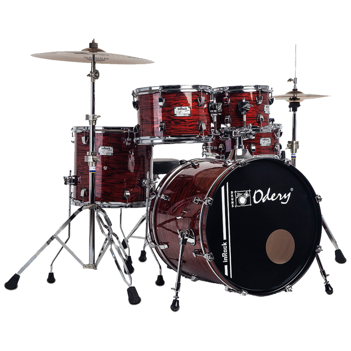 Drums 5 Tambores , Rojo , 10 x 07 Pulg, 12 x 8 Pulg, 16 x 15 Pulg, 22 x 18 Pulg, ODERY IR.220-HW-BT