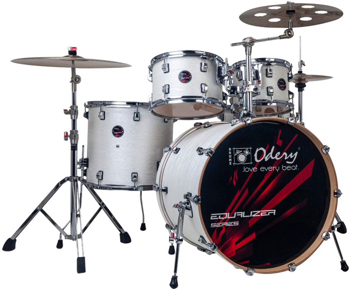 SET DE BATERIA ACUSTICA, SERIE EQUALIZER, MADERA DE TILO, COLOR LUNAR WAVES, PEDAL CON DOBLE CADENA, INCLUYE 3 PEDESTALES