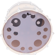 PARCHE 22" PARA BOMBO, CABEZAL DE IMPACTO, DOBLE CAPA DE  10 MIL., TRANSPARENTE / BLANCO CON APAGADOR DE ARMONICOS