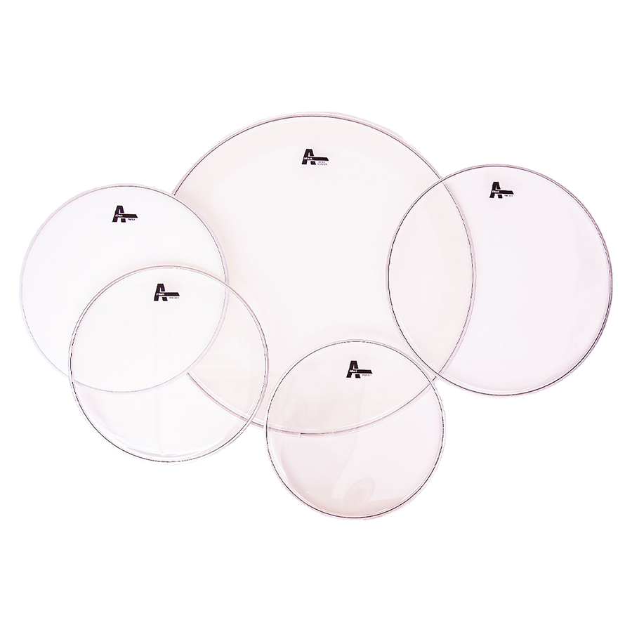 SET DE PARCHES 12",13",16", 22" DHA 1 CAPA TRANSPARENTE, 14" RUGOSO CON APAGADOR DE ARMONICOS, PARA BATERIA