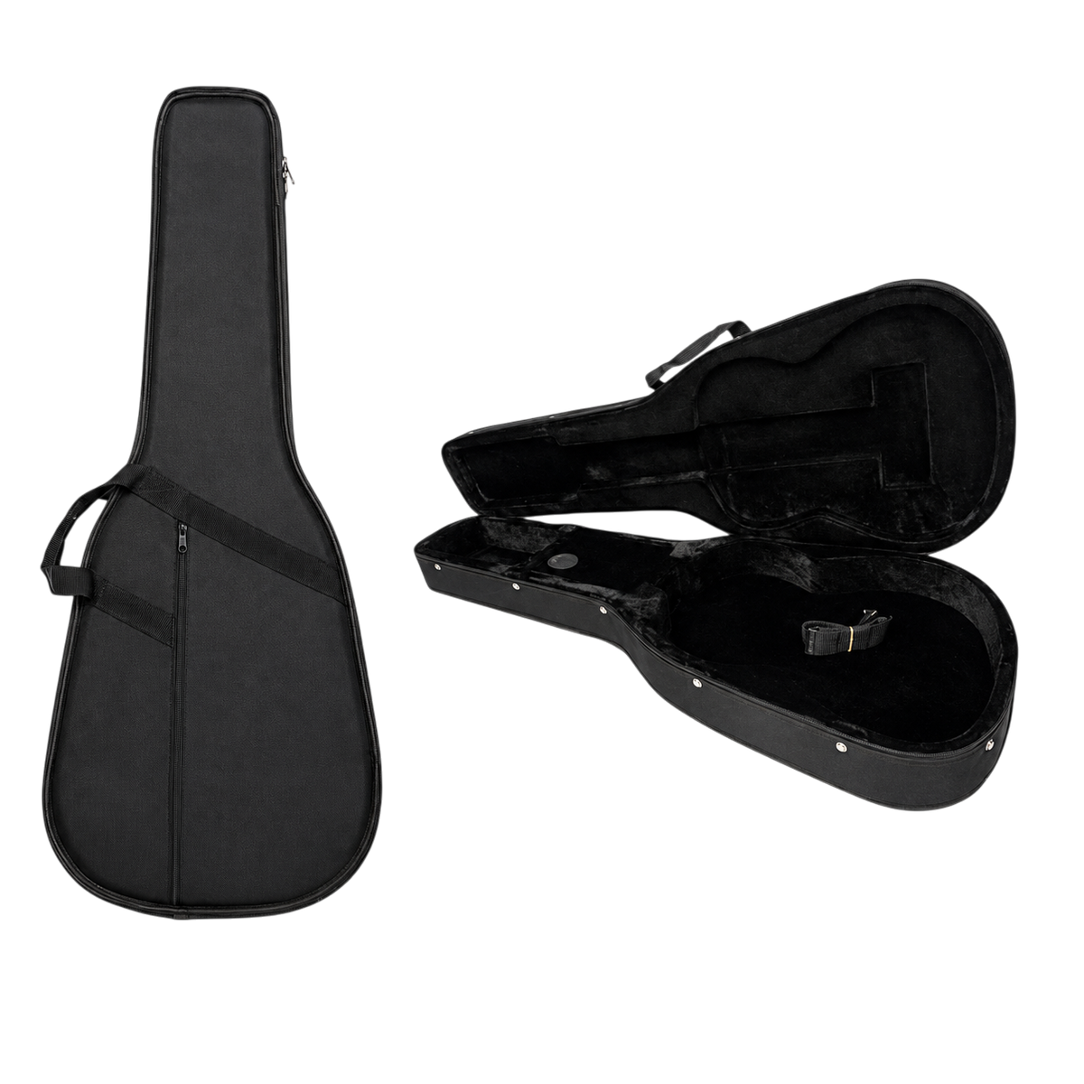 Estuche rigido para Guitarra Clásica de escala 39 PULG., madera recubierta de Polipropileno, color negro