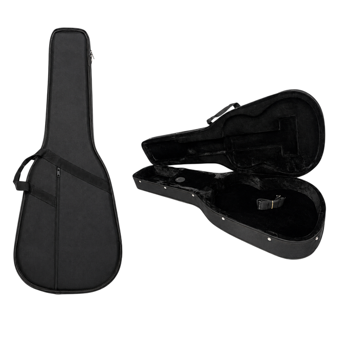 Estuche rigido para Guitarra Clásica de escala 39 PULG., madera recubierta de Polipropileno, color negro