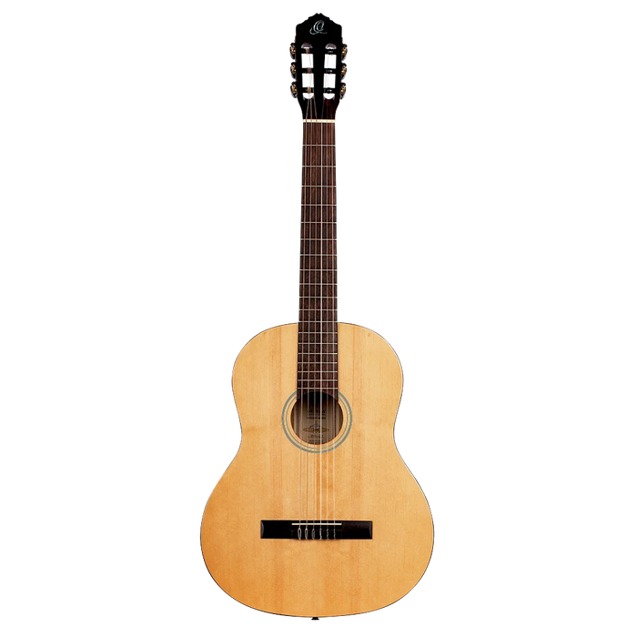 GUITARRA CLASICA 39", COLOR NATURAL, ACABADO LACADO ALTO BRILLO, TAPA DE ABETO, FONDO Y AROS DE CATALPA, CUERDAS ORTEGA
