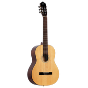 GUITARRA CLASICA 39", COLOR NATURAL, ACABADO LACADO ALTO BRILLO, TAPA DE ABETO, FONDO Y AROS DE CATALPA, CUERDAS ORTEGA