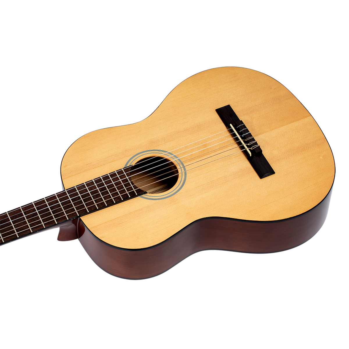 GUITARRA CLASICA 39", COLOR NATURAL, ACABADO LACADO ALTO BRILLO, TAPA DE ABETO, FONDO Y AROS DE CATALPA, CUERDAS ORTEGA