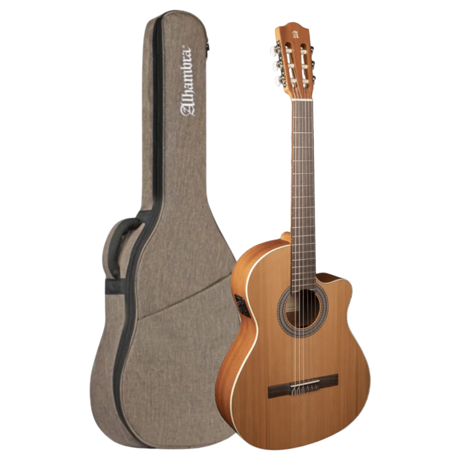 GUITARRA ELECTROCLASICA 39", CUTAWAY, CON EQ FISHMAN, COLOR NATURAL ACABADO MATE, TAPA DE CEDRO MACIZO, FONDO Y AROS DE WENGUE, CUERDAS D ADDARIO,  INCLUYE BOLSO DE 10MM DE ESPESOR