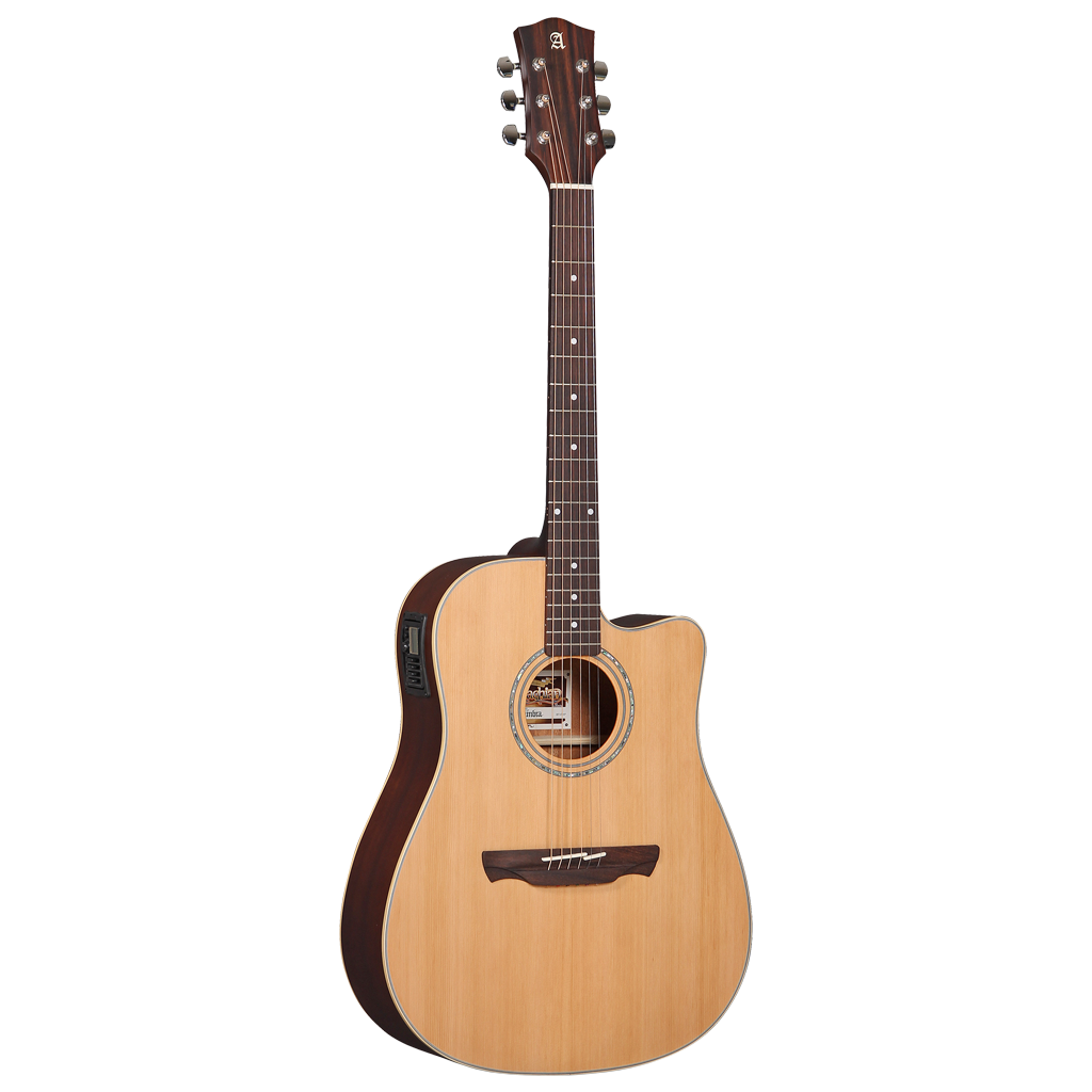 GUITARRA ELECTROACUSTICA 41", CUTAWAY, CON EQ MINGS, COLOR NATURAL ACABADO DE ALTO BRILLO, TAPA DE CEDRO MACIZO, FONDO Y AROS DE SAPELLI, CUERDAS D ADDARIO, INCLUYE BOLSO