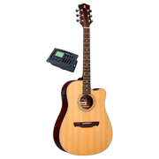 GUITARRA ELECTROACUSTICA 41", CUTAWAY, CON EQ MINGS, COLOR NATURAL ACABADO DE ALTO BRILLO, TAPA DE CEDRO MACIZO, FONDO Y AROS DE SAPELLI, CUERDAS D ADDARIO, INCLUYE BOLSO