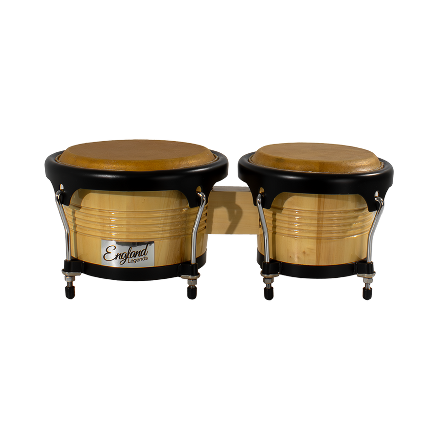 BONGO 7.5 - 8.5", DE MADERA COLOR NATURAL, CON ARO NEGRO, INCLUYE LLAVE PARA AFINAR