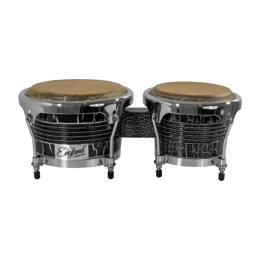 BONGO 7.5 - 8.5", DE MADERA COLOR NEGRO, CON ARO CROMADO, INCLUYE LLAVE PARA AFINAR