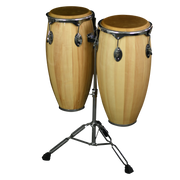 SET DE CONGAS 11 - 12", MADERA DE ARCE COLOR NATURAL, CON ARO NIQUELADOS, INCLUYE SOPORTE