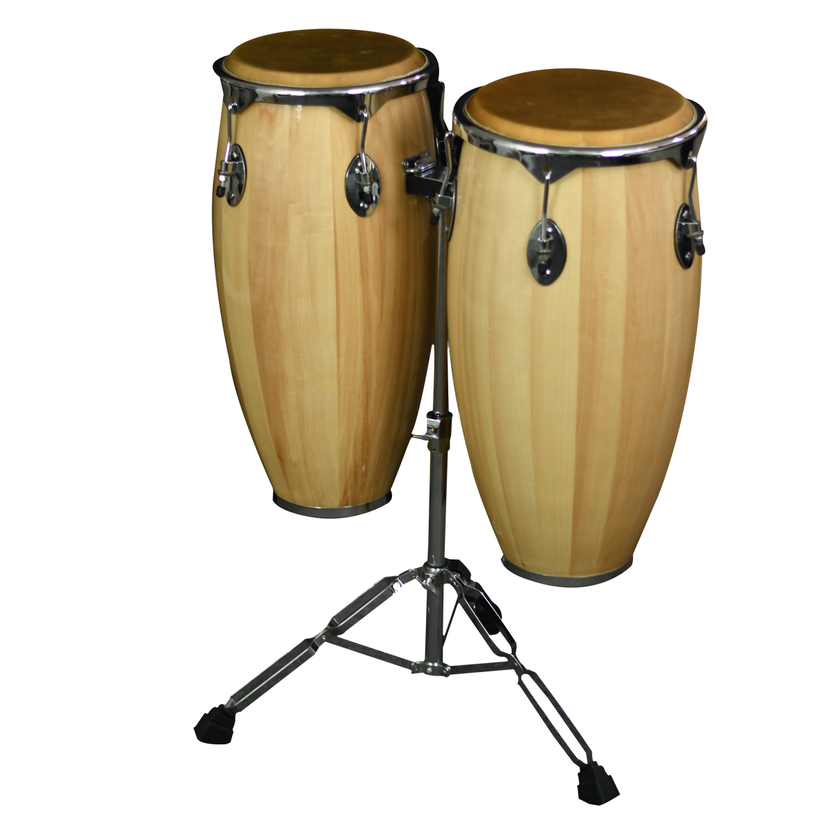 SET DE CONGAS 11 - 12", MADERA DE ARCE COLOR NATURAL, CON ARO NIQUELADOS, INCLUYE SOPORTE