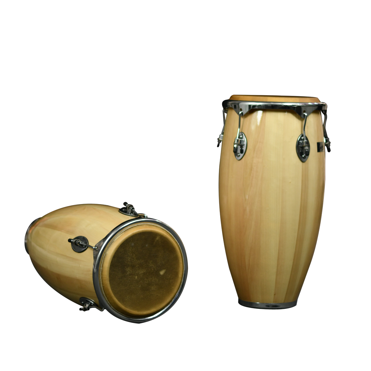 SET DE CONGAS 11 - 12", MADERA DE ARCE COLOR NATURAL, CON ARO NIQUELADOS, INCLUYE SOPORTE