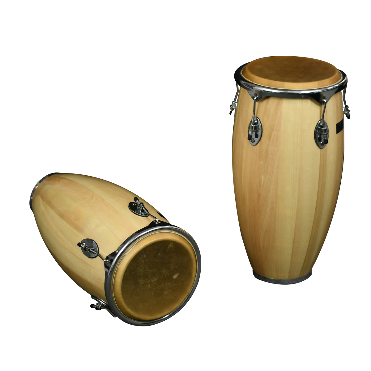 SET DE CONGAS 11 - 12", MADERA DE ARCE COLOR NATURAL, CON ARO NIQUELADOS, INCLUYE SOPORTE