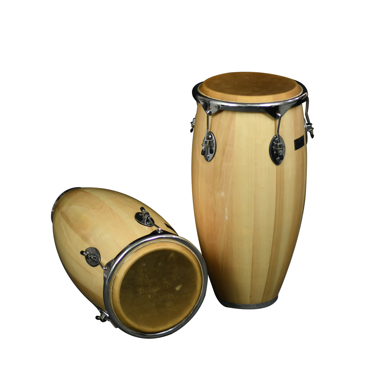 SET DE CONGAS 11 - 12", MADERA DE ARCE COLOR NATURAL, CON ARO NIQUELADOS, INCLUYE SOPORTE