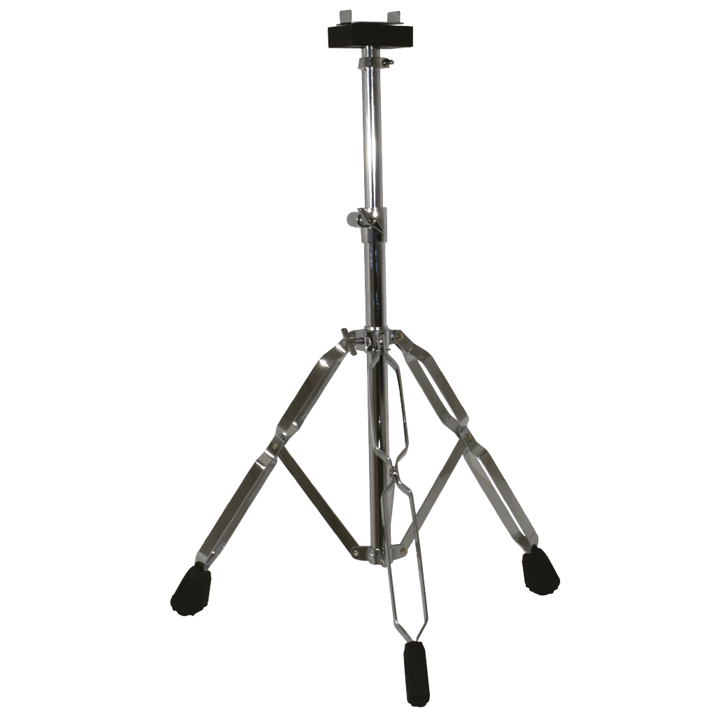 SOPORTE TIPO PEDESTAL PARA CONGA, ACABADO NIQUELADO CON TOPES DE CAUCHO