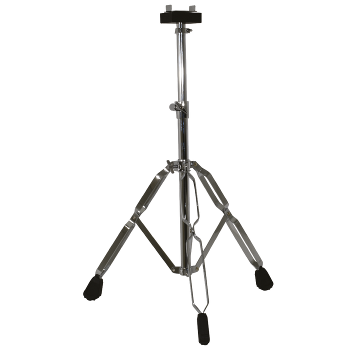 SOPORTE TIPO PEDESTAL PARA CONGA, ACABADO NIQUELADO CON TOPES DE CAUCHO
