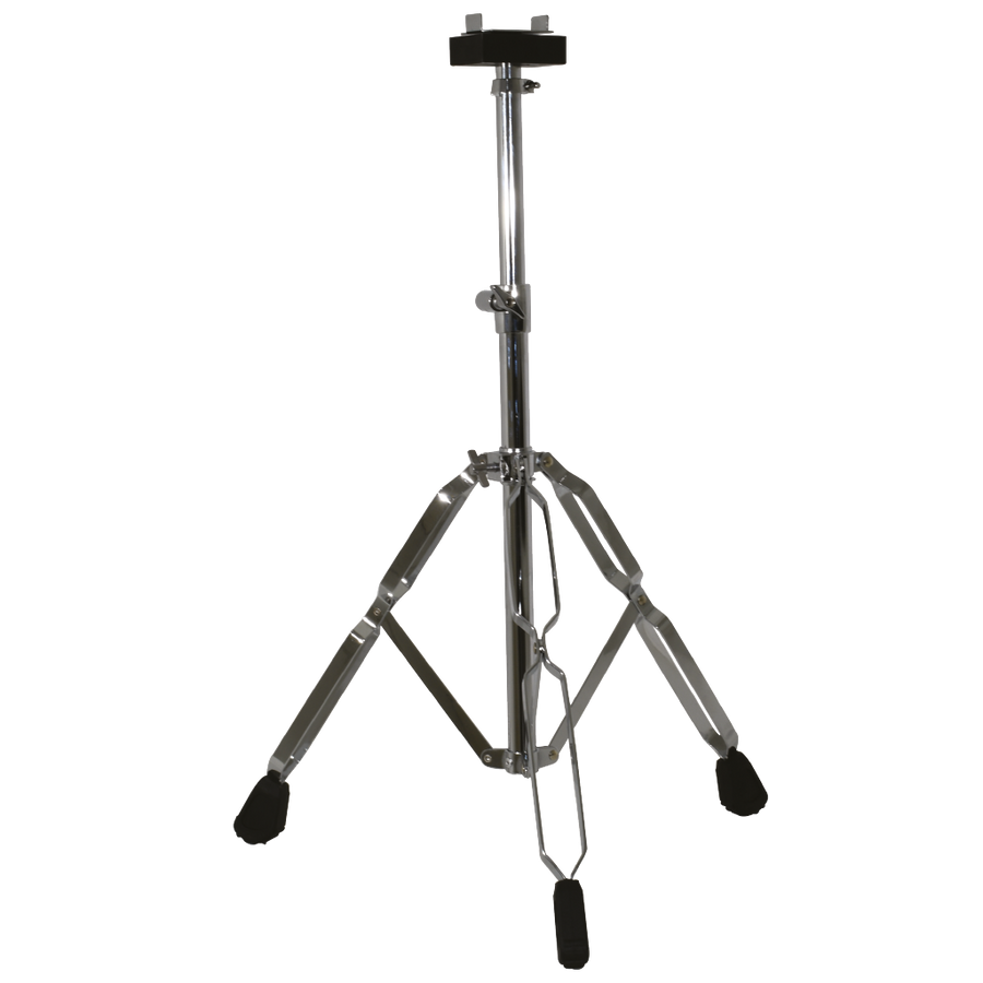 SOPORTE TIPO PEDESTAL PARA CONGA, ACABADO NIQUELADO CON TOPES DE CAUCHO