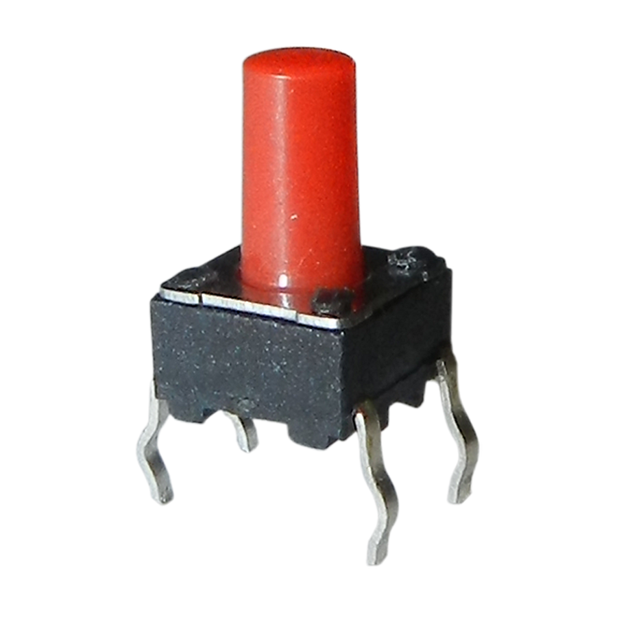 MINI PULSADOR, 4 PINES, PULSADOR ROJO