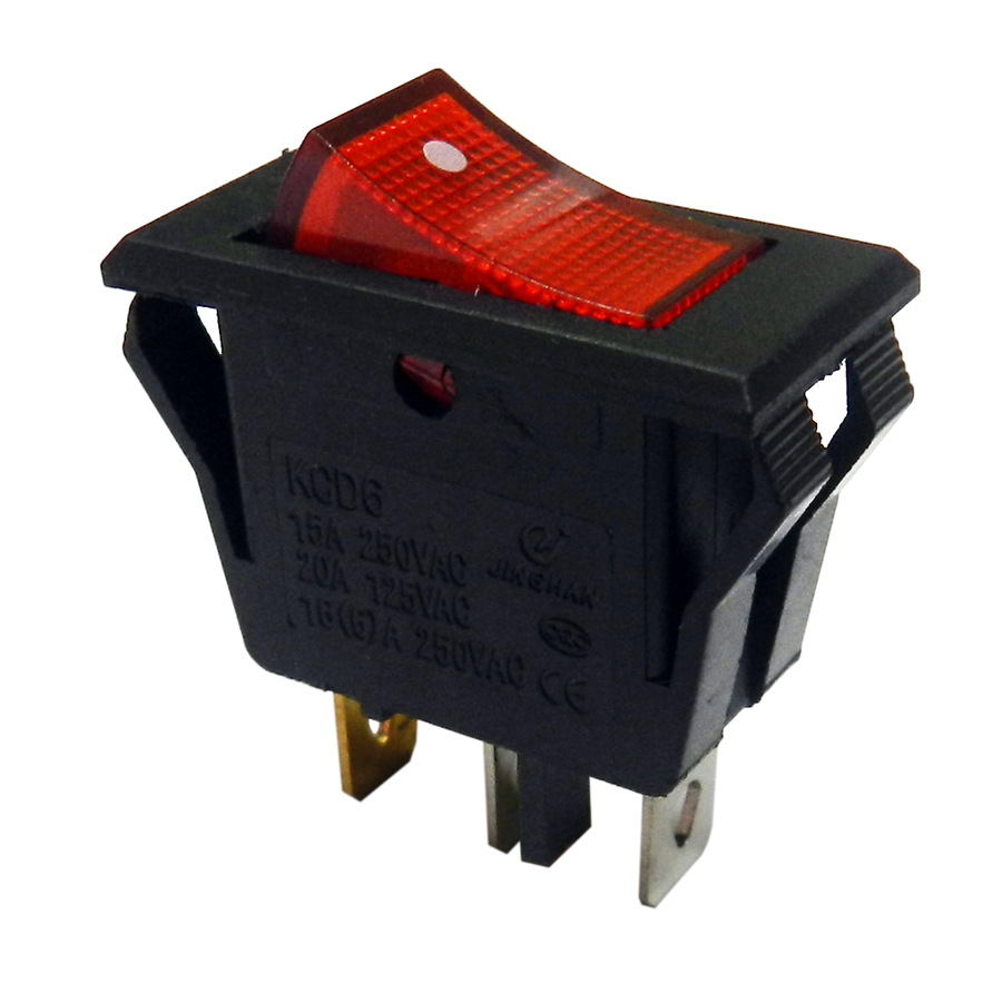 SWITCH CON NEON, 3 PINES, 2 POSICIONES, ON/OFF, 15A 125V, 10A-250V