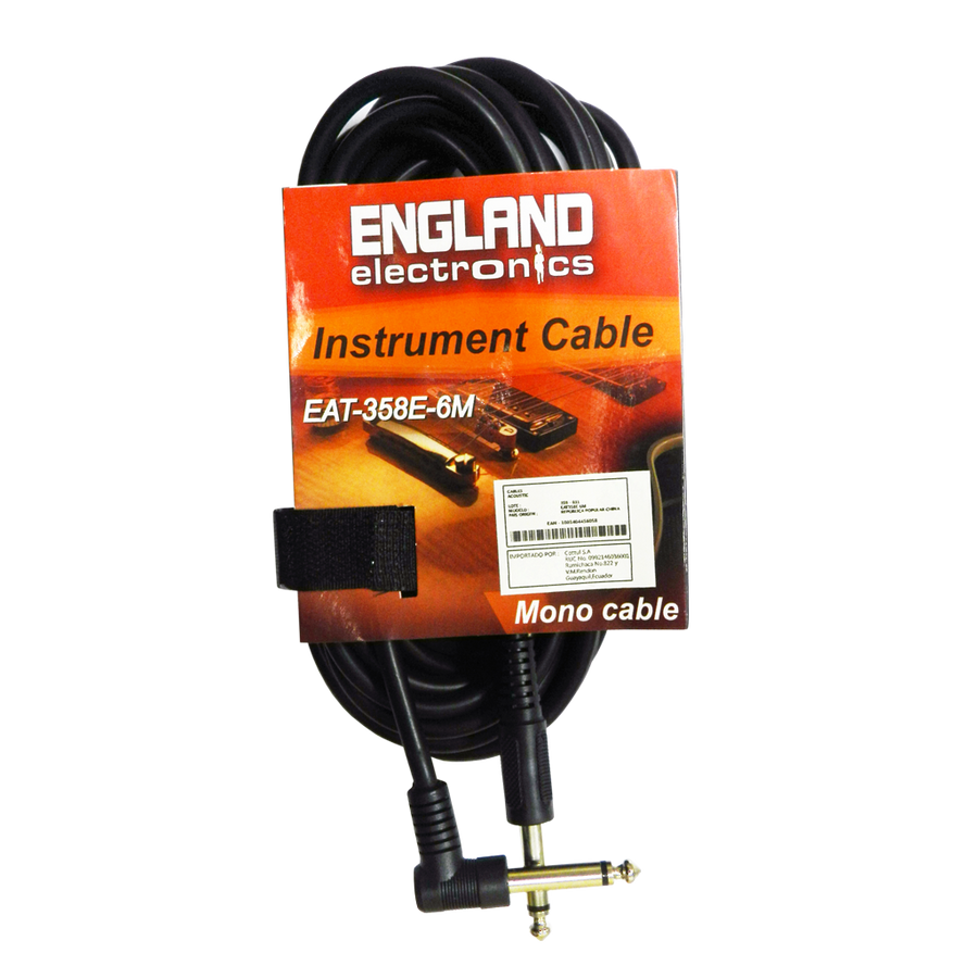 Cable para Audio Macho Monofónico, Plug 6.3mm a Plug 6.3mm, 6 m Long. Cable, ENGLAND ELECTRONICS EAT358E 6m