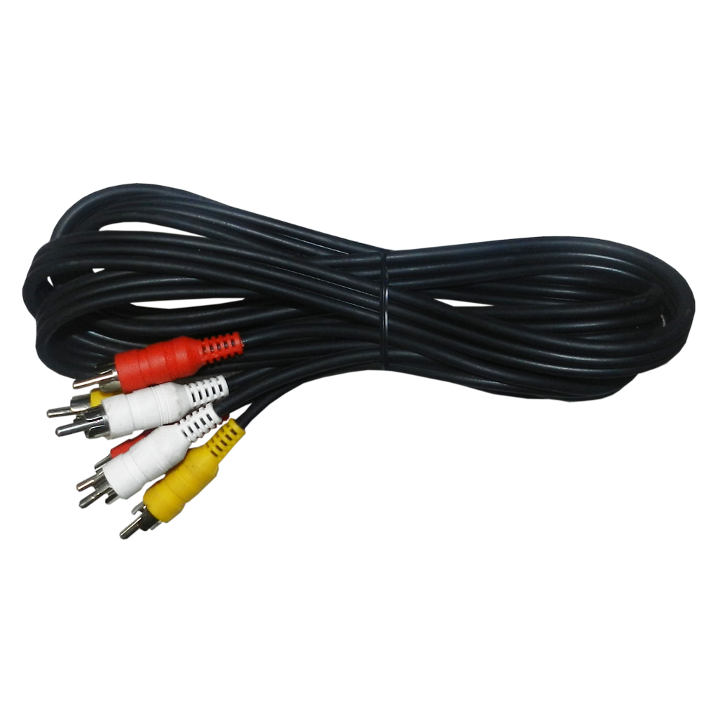 CABLE DE AUDIO, 3 PLUG RCA A 3 PLUG RCA, NEGRO, 12MTS
