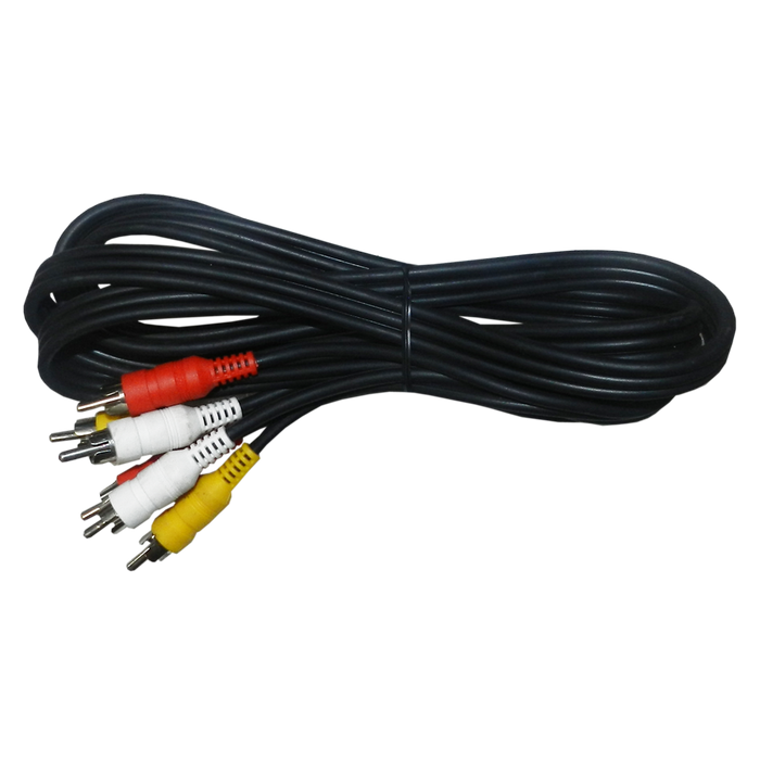 CABLE DE AUDIO, 3 PLUG RCA A 3 PLUG RCA, NEGRO, 12MTS