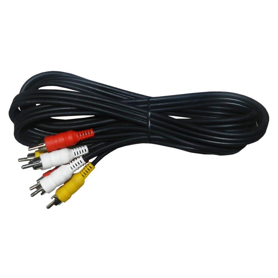 CABLE DE AUDIO, 3 PLUG RCA A 3 PLUG RCA, NEGRO, 12MTS