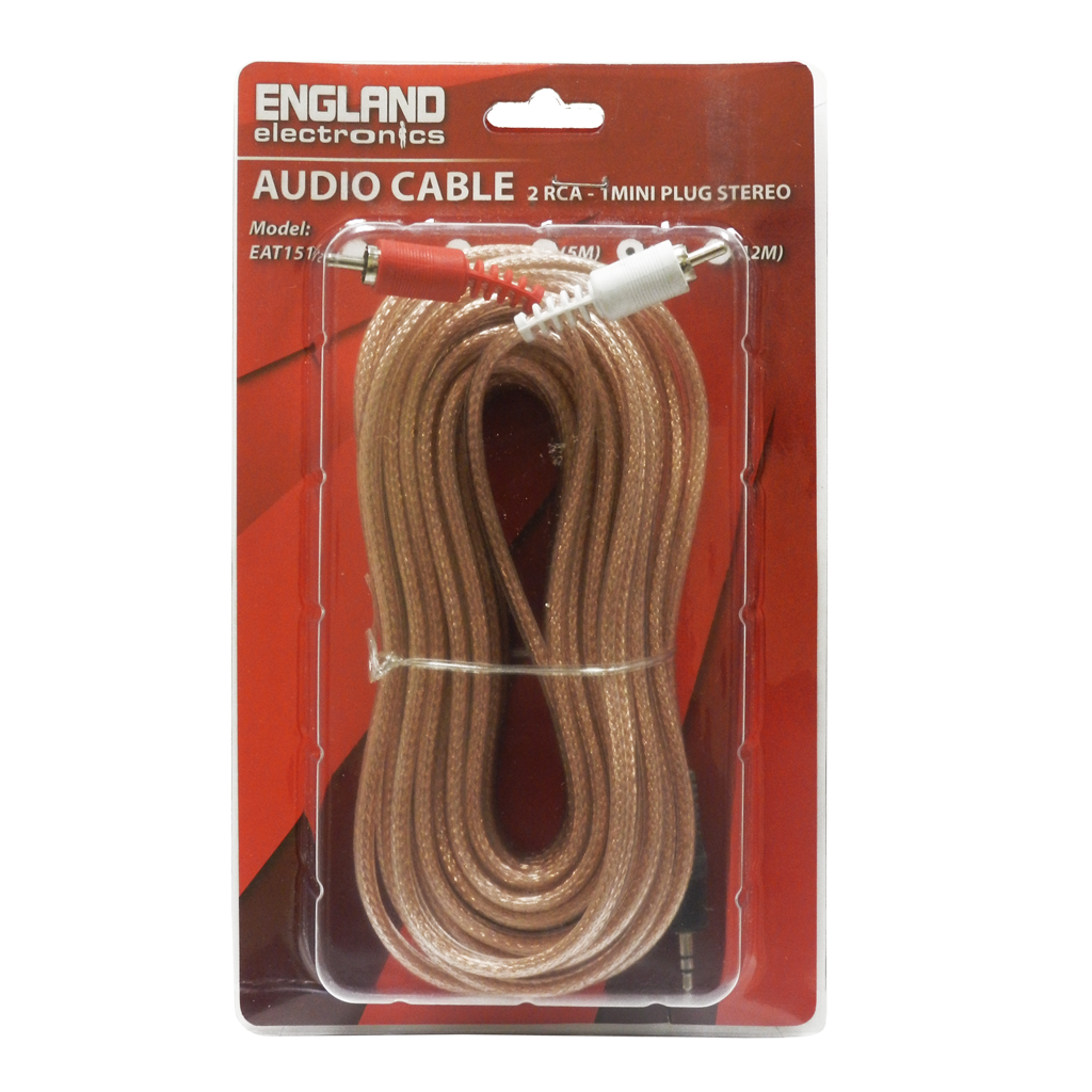 CABLE DE AUDIO TRANSPARENTE, 2 PLUG RCA A PLUG 3.5MM, CCS/CCA, 7MTS
