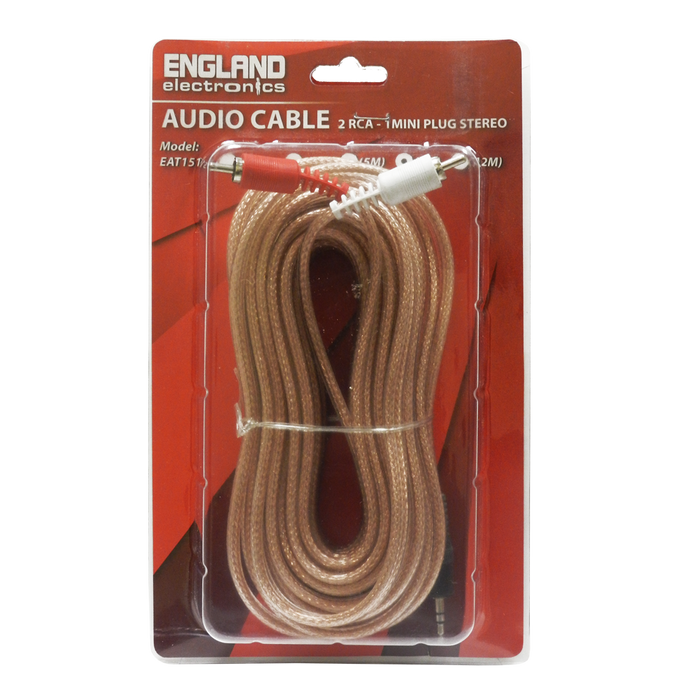 CABLE DE AUDIO TRANSPARENTE, 2 PLUG RCA A PLUG 3.5MM, CCS/CCA, 7MTS