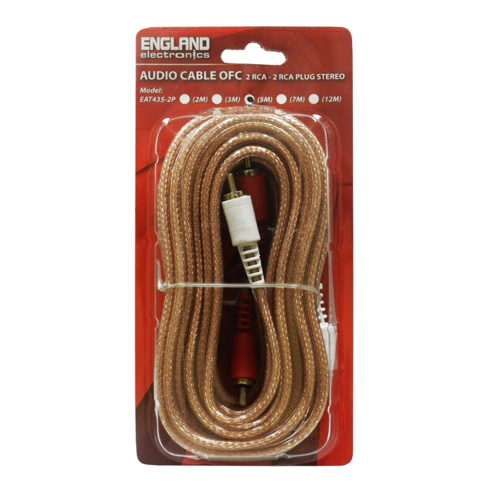CABLE DE AUDIO TRANSPARENTE, 2 PLUG RCA A 2 PLUG RCA, CCS/CCA, 2MTS