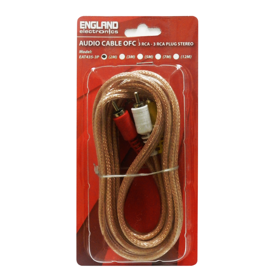 CABLE DE AUDIO TRANSPARENTE, 3 PLUG RCA A 3 PLUG RCA, CCS/CCA, 2MTS