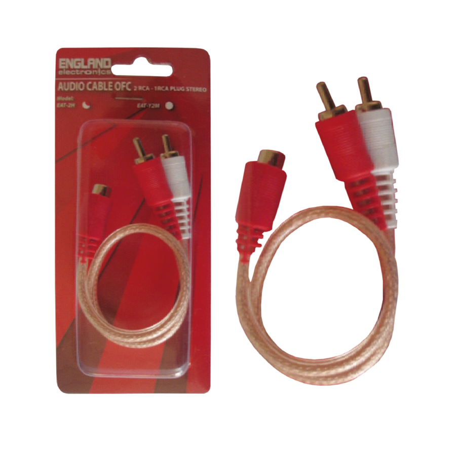CABLE DE AUDIO TRANSPARENTE, 2 PLUG RCA A JACK RCA, CCS/CCA, 30CM