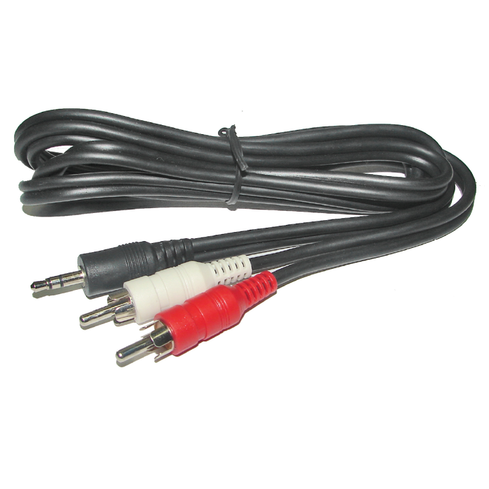 CABLE DE AUDIO, PLUG 3.5MM ESTEREO A 2 PLUG RCA, CCA, 12MTS