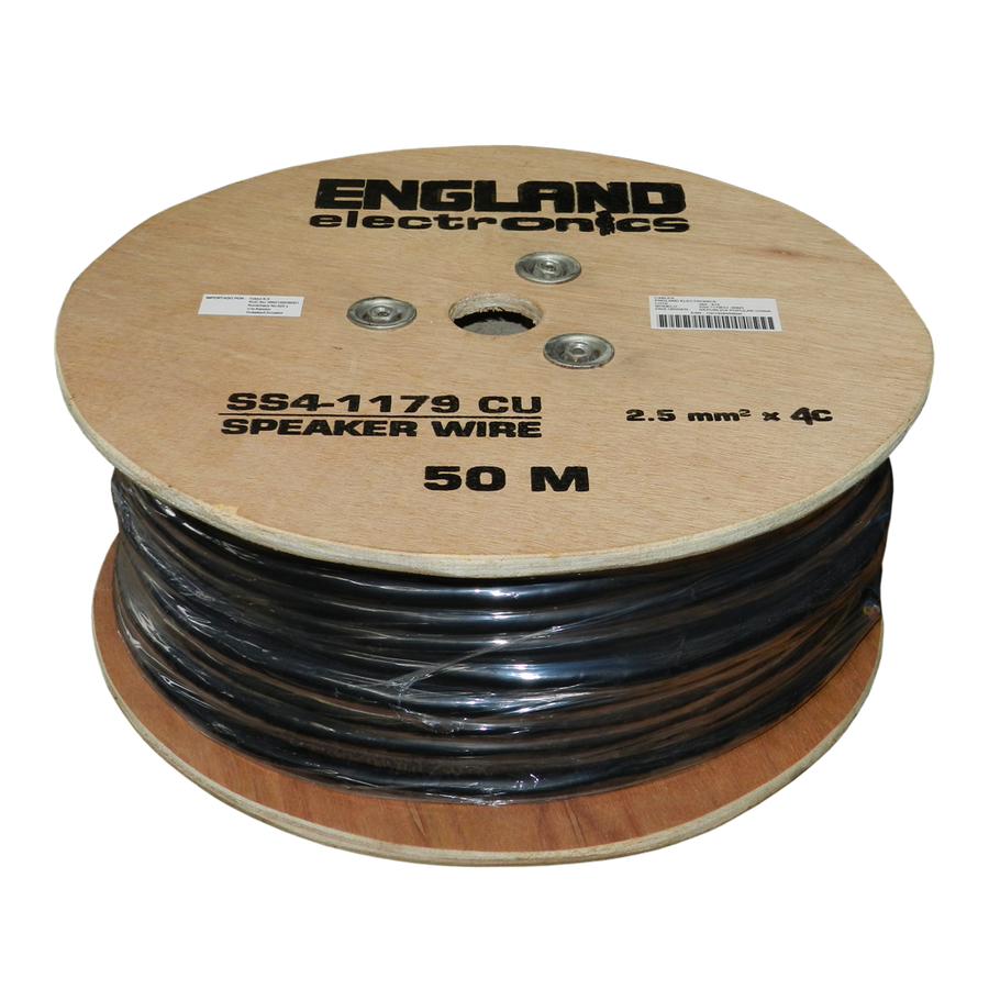 Rollo Cable Parlante Calibre 14AWG, 50 m, 100% Cobre CU, Libre de Oxígeno, ENGLAND ELECTRONICS SS4-1179CU -50m