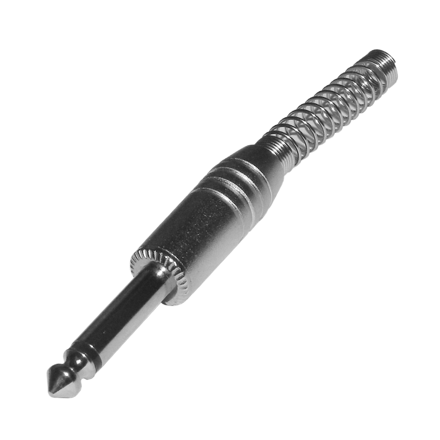 PLUG 6.3MM PLATEADO, MONO CON RESORTE, METALICO