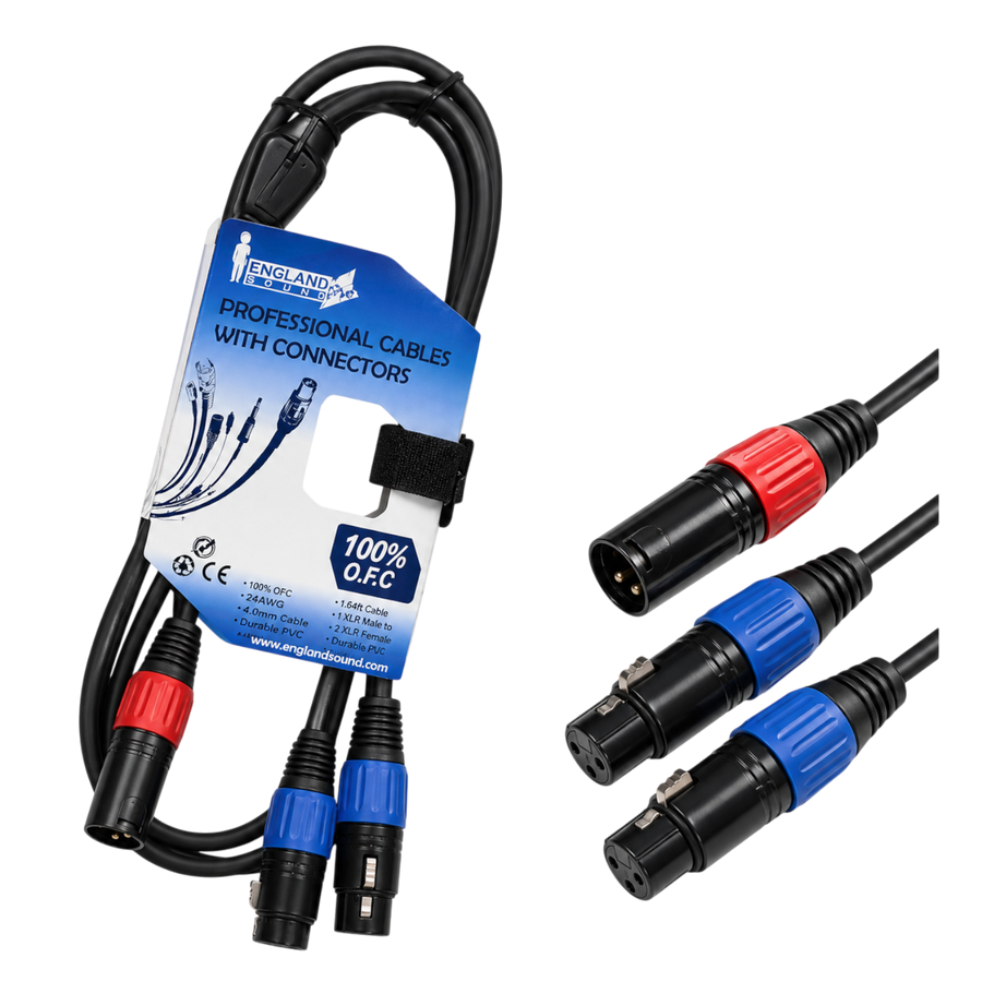 CABLE DE AUDIO, PLUG XLR A 2 JACK XLR 1MT
