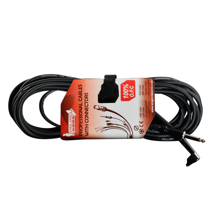 CABLE DE AUDIO, PLUG 6.3MM MONO EN L A PLUG 6.3MM MONO, OFC, 6MTS