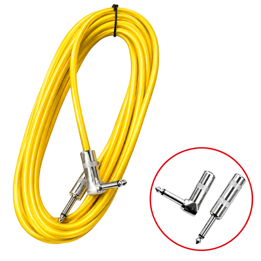 CABLE DE AUDIO, PLUG 6.3MM MONO EN L A PLUG 6.3MM MONO, 6 MTS, COLOR AMARILLO
