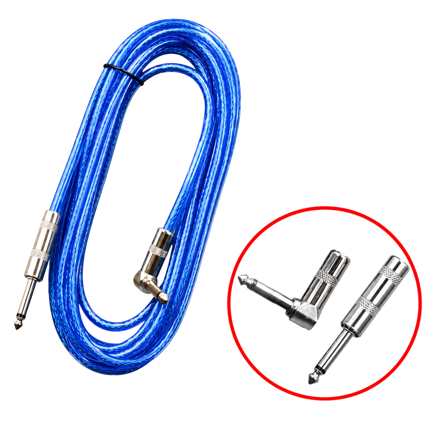 CABLE DE AUDIO, PLUG 6.3MM MONO EN L A PLUG 6.3MM MONO, 6 MTS, COLOR AZUL