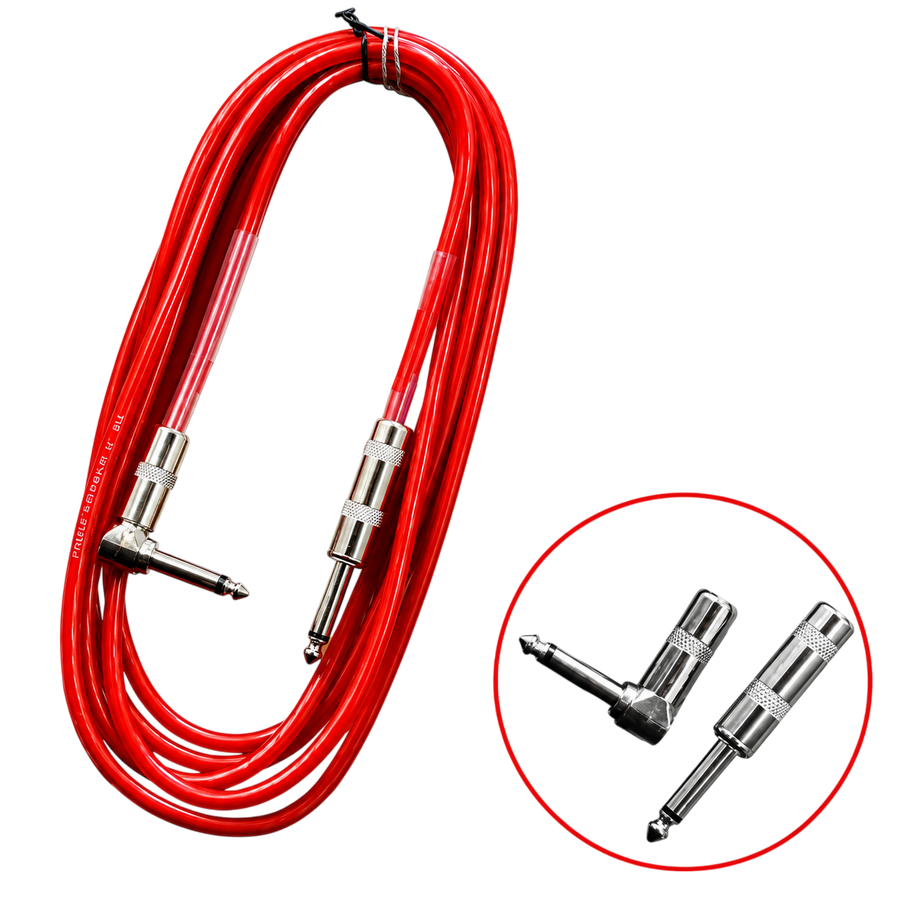 CABLE DE AUDIO, PLUG 6.3MM MONO EN L A PLUG 6.3MM MONO, 10 MTS, COLOR ROJO