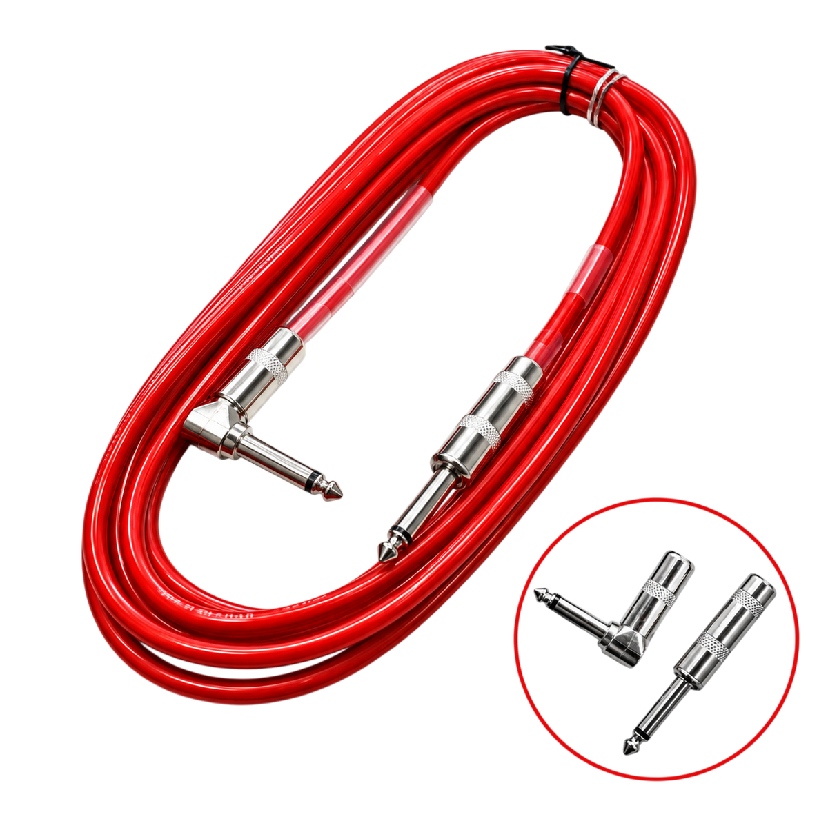 CABLE DE AUDIO, PLUG 6.3MM MONO EN L A PLUG 6.3MM MONO, 10 MTS, COLOR ROJO