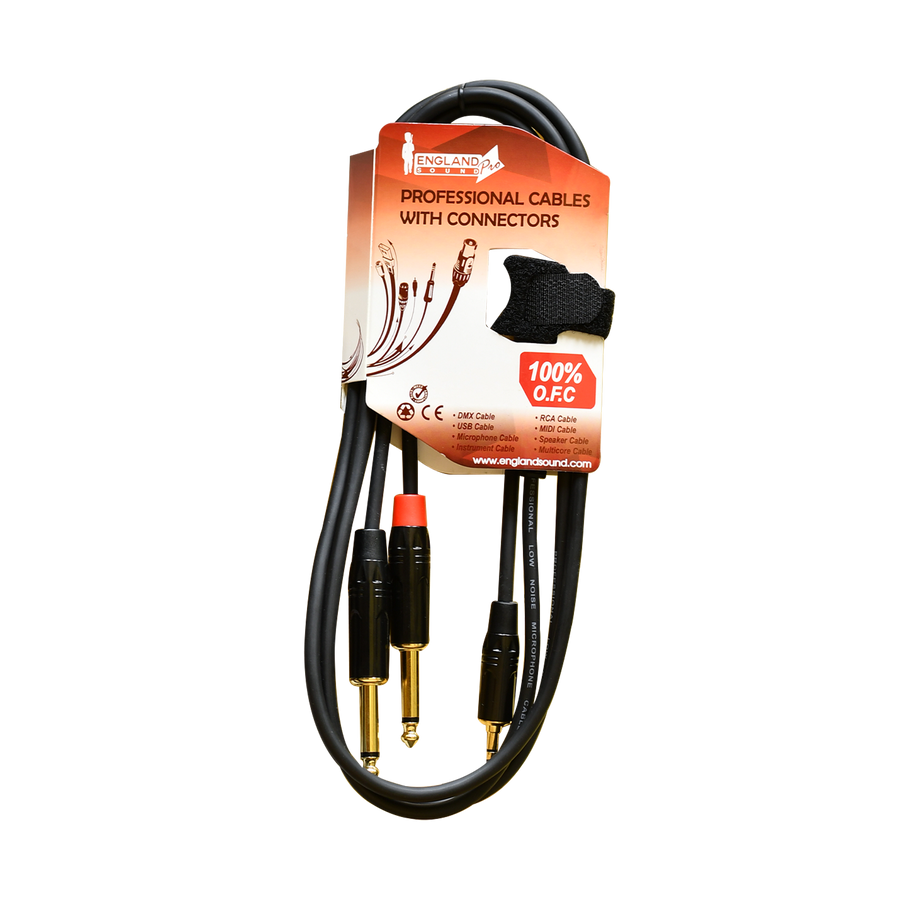 CABLE DE AUDIO, PLUG 3.5MM ESTEREO A 2 JACK RCA, OFC, 2MTS