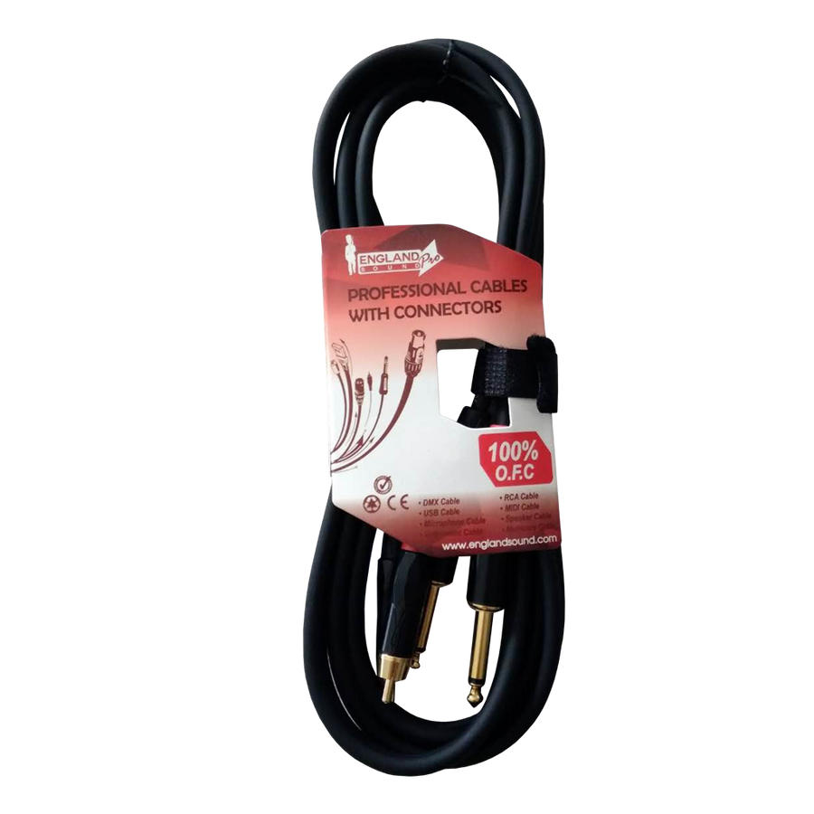 CABLE DE AUDIO, 2 PLUG RCA A 2 PLUG 6.3MM MONO, OFC, 2MTS